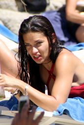 Adriana Lima in Red Bikini - Mykonos, Greece, 07/10/2016 