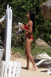 Adriana Lima in Red Bikini - Mykonos, Greece, 07/10/2016 