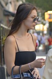 Bella Hadid in Jeans Mini Skirt - Out in New York City, NY 6/30/2016