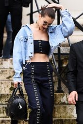 Bella Hadid Urban Outfit - Leaving the Versace Fashion Show in Paris 7/3/2016