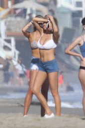 Charlotte McKinney in Bikini Top at a Beach Party in Malibu 7/2/2016 