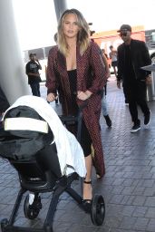 Chrissy Teigen Travel Outfit - at LAX 7/8/2016 