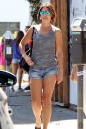 Danielle Campbell Leggy in Jeans Shorts - Beaming Organic Superfood Café in West Hollywood 7/25/2016