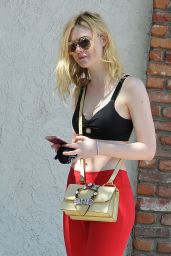 Elle Fanning in Red Tights -at the Gym in Studio City, 7/11/2016 