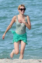 Emma Roberts in a Swimsuit on the Beach in Miami, July 2016