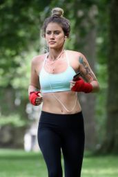 Katie Waissel - Working Out in London Park, July 2016