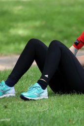 Katie Waissel - Working Out in London Park, July 2016
