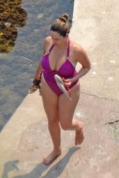 Kelly Brook in Purple Swimsuit - Capri, Italy 7/20/2016