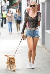 Kimberley Garner Leggy in Jeans Shorts - Walking Her Dog in London 7/22/2016 