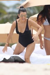 Kourtney Kardashian in a Swimsuit on a Beach in Miami 7/2/2016 