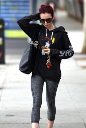 Lily Collins in Leggings - Leaving a Pilates Class in Los Angeles 07/05/2016 