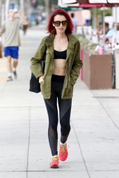 Lily Collins in Tights - Leaving the Gym in West Hollywood 7/8/2016