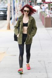 Lily Collins in Tights - Leaving the Gym in West Hollywood 7/8/2016