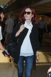 Lily Collins Travel Outfit - LAX Airport in Los Angeles 7/9/2016 