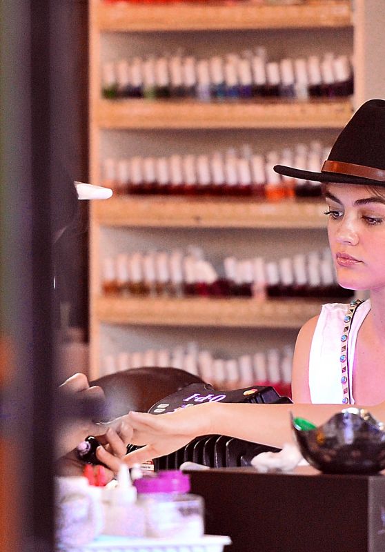 Lucy Hale - Getting a Manicure in Los Angeles, July 2016