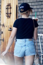 Sarah Hyland in Jeans Shorts - Leaving a Starbucks in LA 7/20/2016
