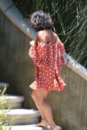 Vanessa Hudgens in a Short Summer Dress, Los Angeles 7/20/2016