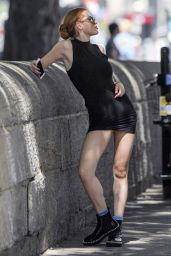 Bella Thorne in Black Mini Dress - Montreal, August 2016