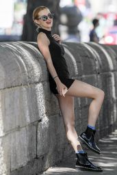 Bella Thorne in Black Mini Dress - Montreal, August 2016