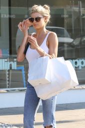 Charlotte McKinney in White Tank and Blue Jeans - Shopping in West Hollywood 8/24/2016