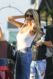 Charlotte McKinney in White Tank and Blue Jeans - Shopping in West Hollywood 8/24/2016