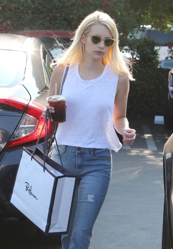 Emma Roberts Street Style - Shopping in West Hollywood 8/20/2016 