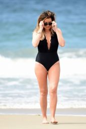 Jessica Wright in a Black Swimsuit at Malibu Beach 8/14/2016