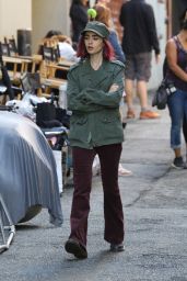 Lily Collins on the Set of 
