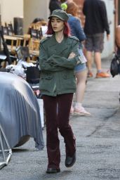 Lily Collins on the Set of 