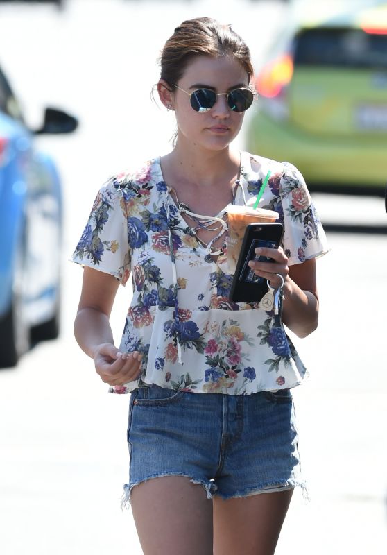 Lucy Hale Leaving Starbucks in Los Angeles 8/1/2016