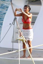 Nicole Scherzinger in Red Bikini On Yacht In Mykonos 08/02/2016