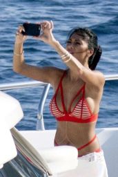 Nicole Scherzinger in Red Bikini On Yacht In Mykonos 08/02/2016