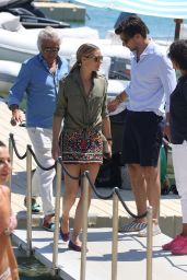 Olivia Palermo - Arriving at a Beach in Mykonos, Greece 8/11/2016