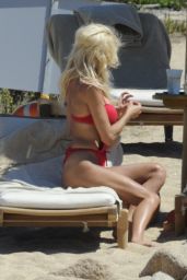 Victoria Silvstedt in a Red Swimsuit on Vacation in Porto Cervo, Sardinia 8/3/2016