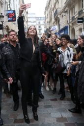 Barbara Palvin in Leather Catsuit - Paris 9/29/ 2016