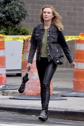 Diane Kruger in Skinny Black Leather Pants - Los Angeles 9/21/2016