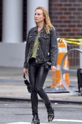 Diane Kruger in Skinny Black Leather Pants - Los Angeles 9/21/2016