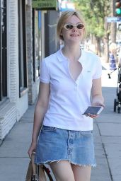 Elle Fanning in Mini Skirt - Stops by a Nail Salon in West Hollywood 9/1/2016