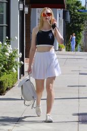 Elle Fanning Wearing a Tennis Outfit - Beverly Hills 9/30/ 2016 