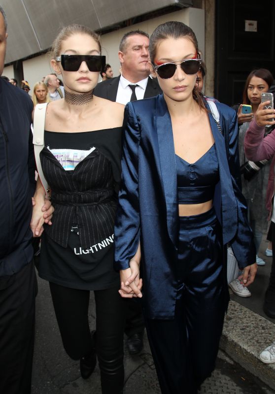 Gigi & Bella Hadid - Leaving a Fashion Show in Milan, Italy 9/21/2016
