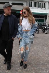 Gigi Hadid in Ripped Jeans - Milan, September 2016