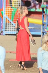 January Jones in Red Dress at the Malibu Fair 9/4/2016