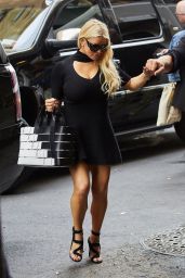 Jessica Simpson Leggy in Black Mini Dress - New York City 9/20/2016