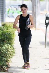 Lucy Hale in Tights - Arriving at a Gym in Los Angeles 9/27/ 2016 