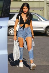 Madison Beer in Super Ripped Jeans at the Halloween Spirit Store in Hollywood 9/29/2016