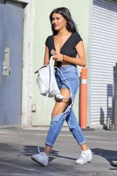Madison Beer in Super Ripped Jeans at the Halloween Spirit Store in Hollywood 9/29/2016