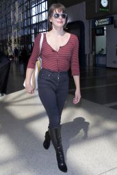 Milla Jovovich Travel Outfit - Departing From LAX 9/28/ 2016 