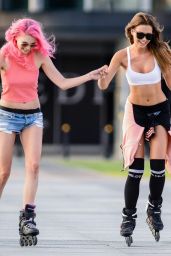 Sandra Kubicka - Rollerblading With a Friend in Warsaw, Poland September 2016