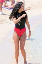 Tulisa Contostavlos in Red Swimsuit - Music Video Shoot in Ibiza, September 2016