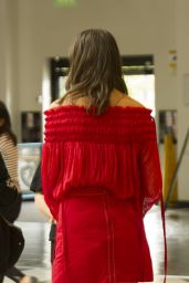 Dua Lipa in Red Mini Dress - London 10/2/2016